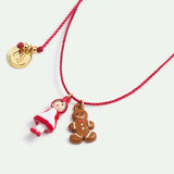 Adjustable Red Cord Bracelet with Little Red Riding Hood and Gingerbread Man