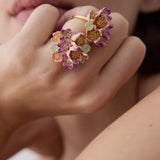 Bouquet of Pink Hellebores and Green Stone Ring