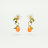 Gardens In Provence Orange Clip-On Drop Earrings