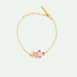 Thin Bracelet with Pink and Purple Hellebores and Crystals