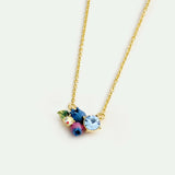 Delicate Blueberry Necklace with Round White and Blue Stones