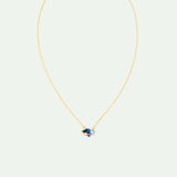 Delicate Blueberry Necklace with Round White and Blue Stones