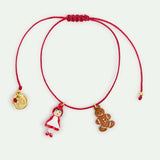 Adjustable Red Cord Bracelet with Little Red Riding Hood and Gingerbread Man