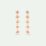 Mini White Cherry Blossom Dangle Clip-On Earrings