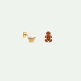 Asymmetrical Cupcake and Gingerbread Man Post Earrings