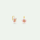 Mini White Cherry Blossom Sleeper Earrings
