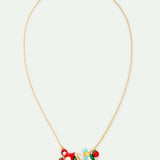 Pendant Necklace of Alice and Little Red Riding Hood on a Strawberry Plant