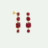 Garnet Red Diamantine 4 Stone Post Earrings