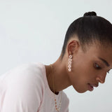Mini White Cherry Blossom Dangle Post Earrings