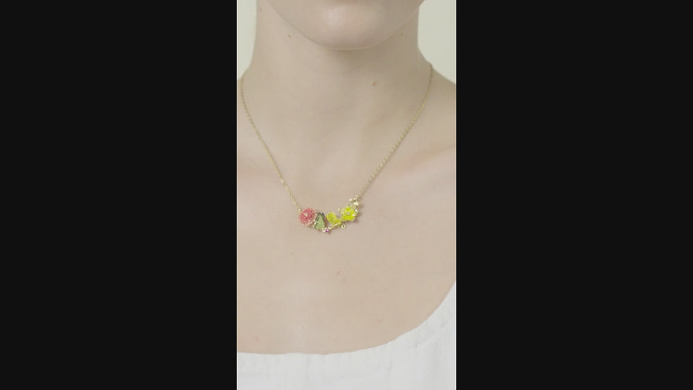 
            
                Load and play video in Gallery viewer, Les Néréides Loves Animals Butterfly and Enameled Flower Statement Necklace
            
        