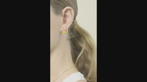 
            
                Load and play video in Gallery viewer, Hermit Crab and Light Pink Cut Glass Stone Sleeper Earrings
            
        