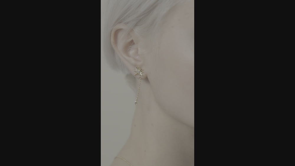 
            
                Load and play video in Gallery viewer, Gold Stars and White Stone Dangling Post Earrings
            
        