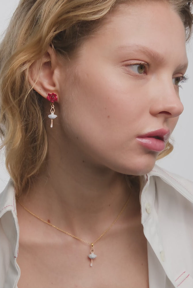 
            
                Load and play video in Gallery viewer, Ballerina and Red Flower Clip-On Earrings
            
        
