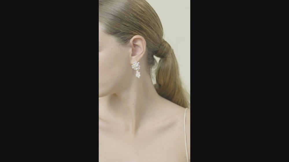 
            
                Load and play video in Gallery viewer, Verbena Flower and Round Stone Dangling Post Earrings
            
        