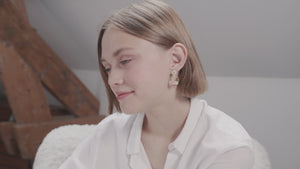 
            
                Load and play video in Gallery viewer, Pink and White-Water Lily Asymmetrical Clip-On Earrings
            
        