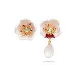 White Cherry Blossom Asymmetrical Post Earrings