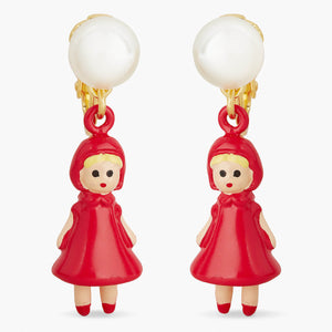 
            
                Load image into Gallery viewer, Pearl, Little Red Riding Hood and Big Bad Wolf Clip-On Earrings
            
        