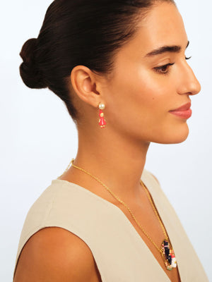 Pearl, Little Red Riding Hood and Big Bad Wolf Post Earrings
