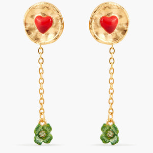 Les Néréides Loves Animals - Clover and Heart Dangling Earrings
