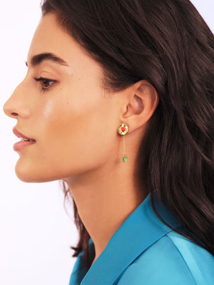 Les Néréides Loves Animals - Clover and Heart Dangling Earrings