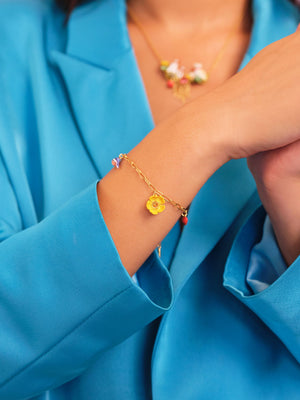 Les Néréides Loves Animals - Bird, Buttercup and Heart Charm Bracelet