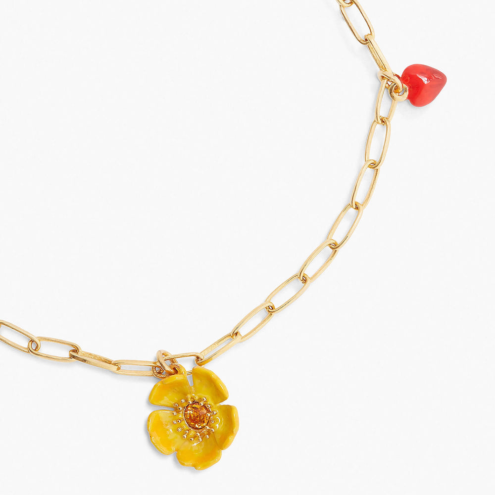 Les Néréides Loves Animals - Bird, Buttercup and Heart Charm Bracelet
