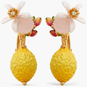 
            
                Load image into Gallery viewer, Lemon, Flower and Faceted Glass Clip-On Earrings
            
        