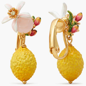 
            
                Load image into Gallery viewer, Lemon, Flower and Faceted Glass Clip-On Earrings
            
        