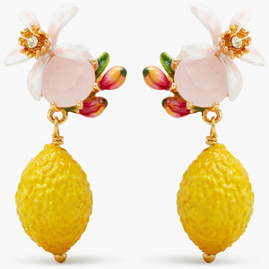 
            
                Load image into Gallery viewer, Lemon, Flower and Faceted Glass Post Earrings
            
        