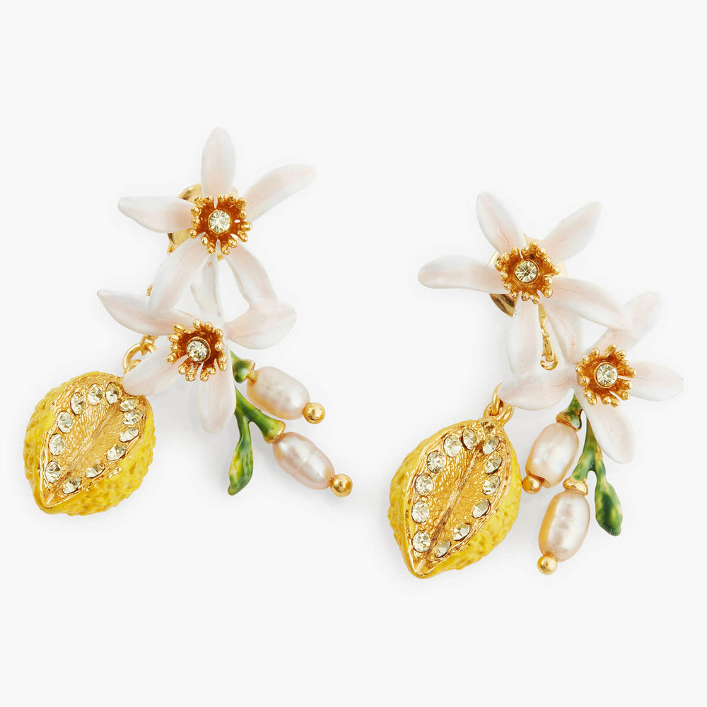 Half Lemon and Lemon Blossom Post Earrings