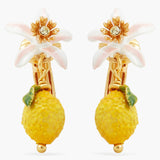 Lemon and White Flower Clip-On Earrings
