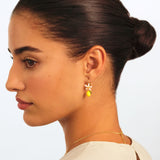 Lemon and White Flower Sleeper Earrings