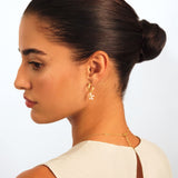 Lemon and Lemon White Blossom Post Hoop Earrings
