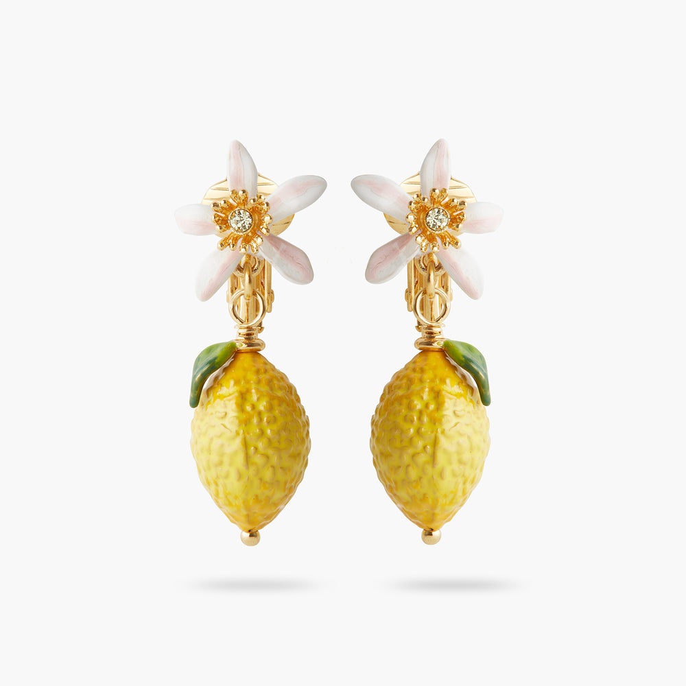 
            
                Load image into Gallery viewer, ✨USA EXCLUSIVE✨ Big Lemon and White Flower Clip-On Earrings
            
        