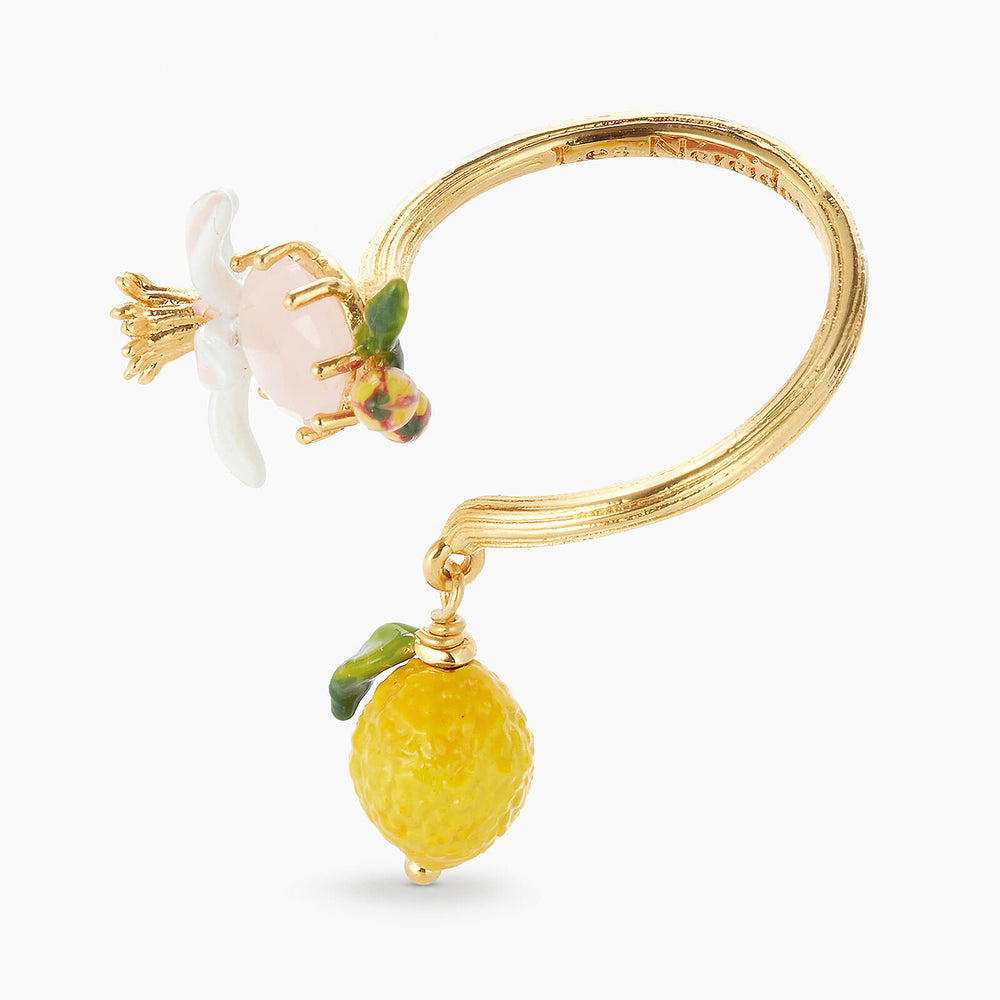 Lemon, Flower and Faceted Glass Adjustable Ring