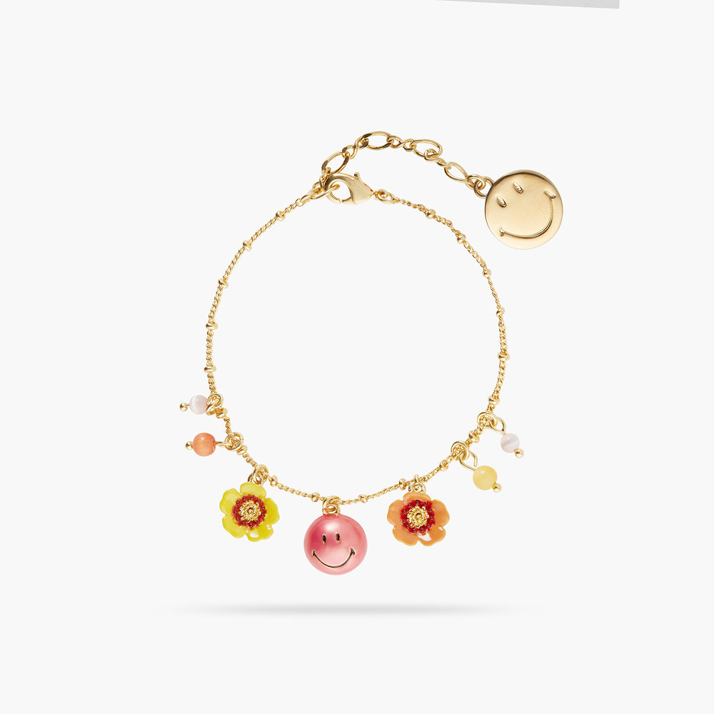 
            
                Load image into Gallery viewer, Pink Smiley® Flowers and Beads Charm Bracelet
            
        