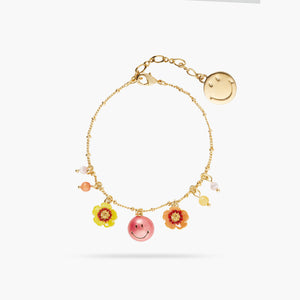 Pink Smiley® Flowers and Beads Charm Bracelet
