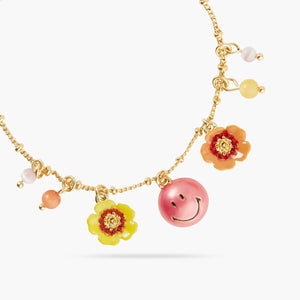 Pink Smiley® Flowers and Beads Charm Bracelet