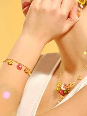 Pink Smiley® Flowers and Beads Charm Bracelet