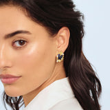 Sodalite and Gold Rock Post Earrings