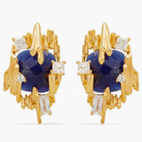 Sodalite and Gold Rock Post Earrings