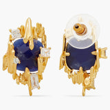 Sodalite and Gold Rock Post Earrings