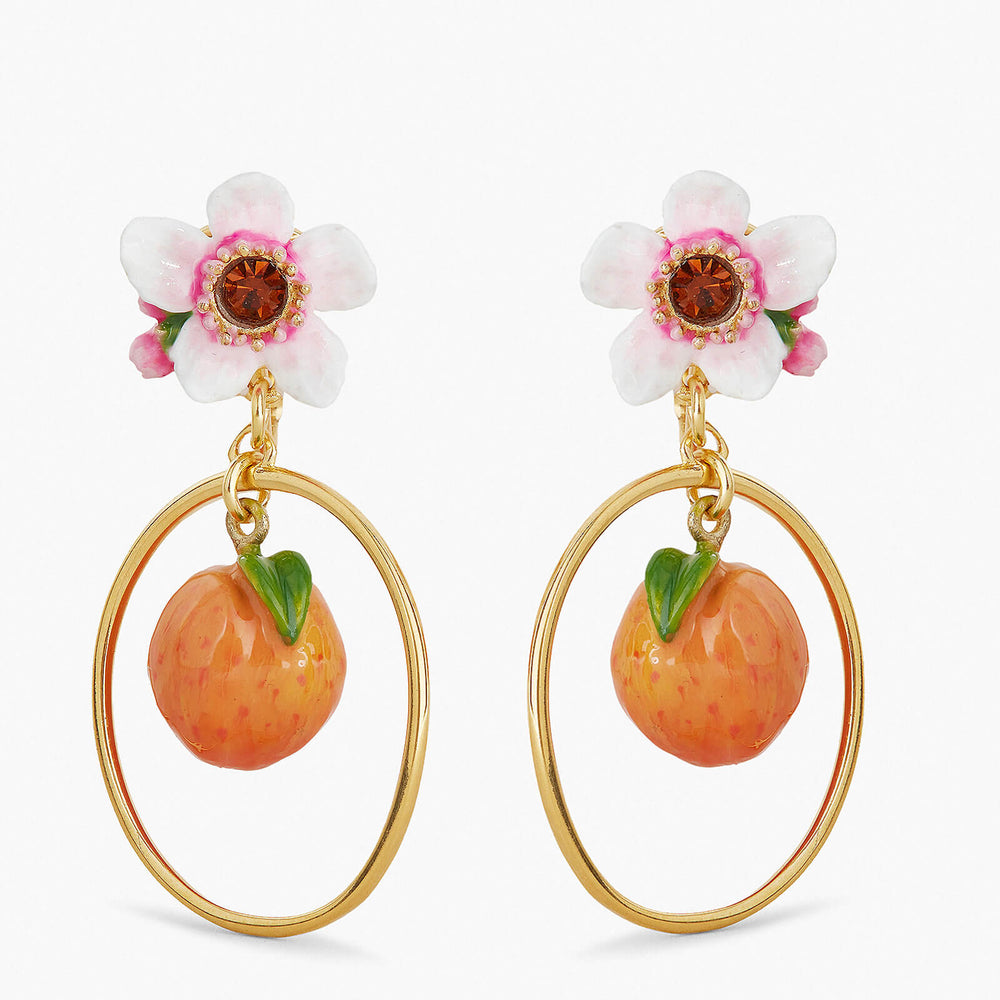 
            
                Load image into Gallery viewer, Flower and Apricot Clip-on Hoop Earrings
            
        