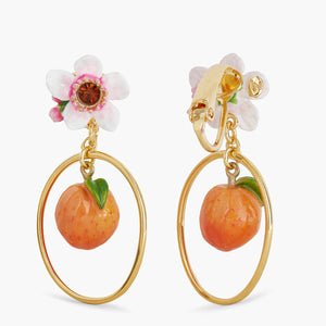 
            
                Load image into Gallery viewer, Flower and Apricot Clip-on Hoop Earrings
            
        