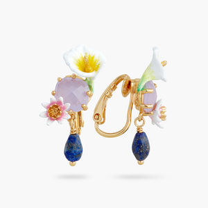 Bog Arum and Lapis Lazuli Clip-On Earrings