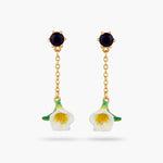 Bog Arum and Blue Stone Dangling Post Earrings