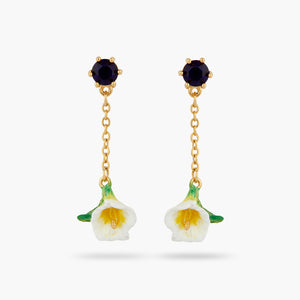 Bog Arum and Blue Stone Dangling Post Earrings