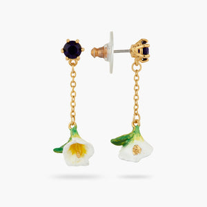 Bog Arum and Blue Stone Dangling Post Earrings