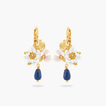 White Water Lily and Lapis Lazuli Sleeper Earrings