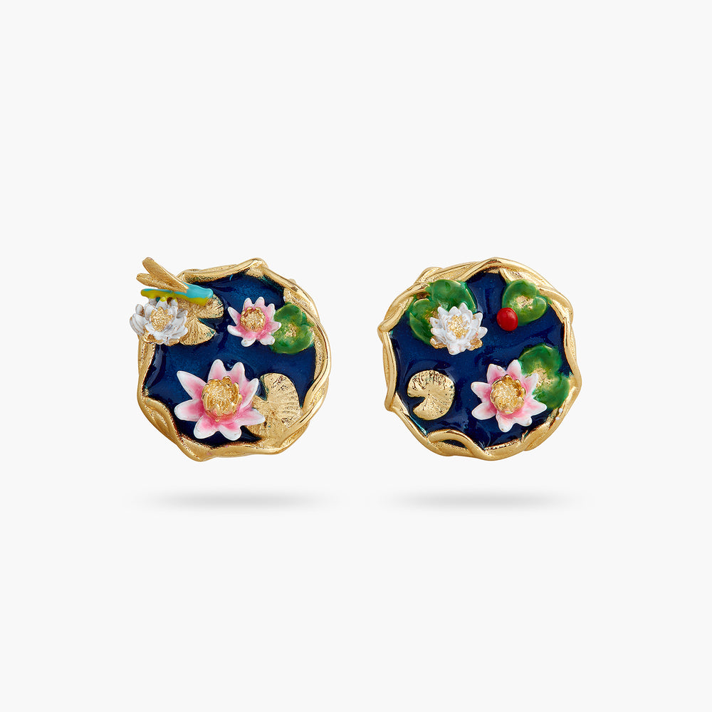 Water Lily Pond Clip-On Earrings